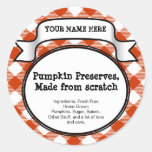 Personalized Canning Jar/Lid Label Pumpkin Gingham stickers