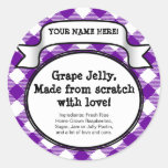 Personalized Canning Jar/Lid Label, Purple Gingham stickers