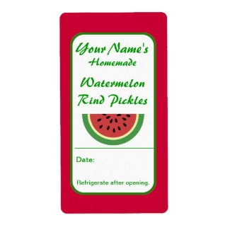 Personalized Canning Labels Watermelon Rind Pickle