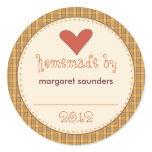Personalized Canning Stickers - Round Amber Plaid stickers