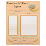 Personalized Cantaloupe design recipe page Letterhead Template