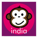 Personalized Cheeky Monkey [pink+purple] posters