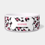 Personalized cheetah print dog bone pet food bowl dog water bowls