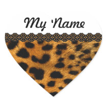 Personalized Cheetah Heart Stickers