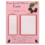Personalized Cherry design recipe page Customized Letterhead