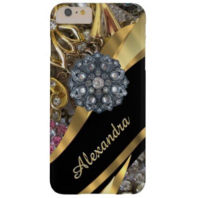 Personalized chic elegant gold rhinestone bling barely there iPhone 6 plus case