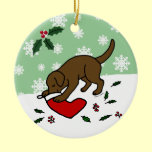 Personalized Chocolate Lab Christmas Cartoon ornaments