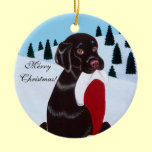 Personalized Chocolate Lab Christmas Santa Hat ornaments