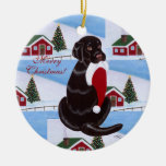 Personalized Chocolate Lab Christmas Santa Hat Ornaments