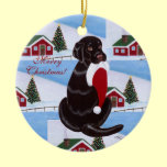 Personalized Chocolate Lab Christmas Santa Hat ornaments