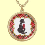 Personalized Chocolate Lab & Santa Hat Christmas necklaces