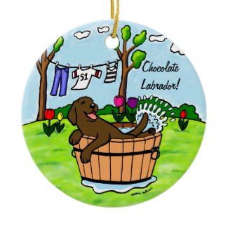 Personalized Chocolate Labrador Cartoon zazzle_ornament