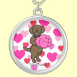 Personalized Chocolate Labrador Smiling Valentine necklaces