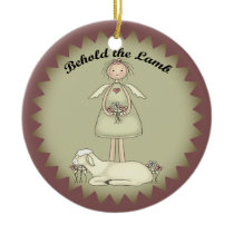 Personalized Christmas Angel And Lamb Ornament