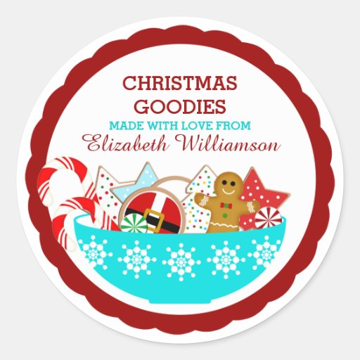 Personalized Christmas Baked Goods Classic Round Sticker Zazzle Personalized Christmas Baked Goods Classic Round Sticker Zazzle