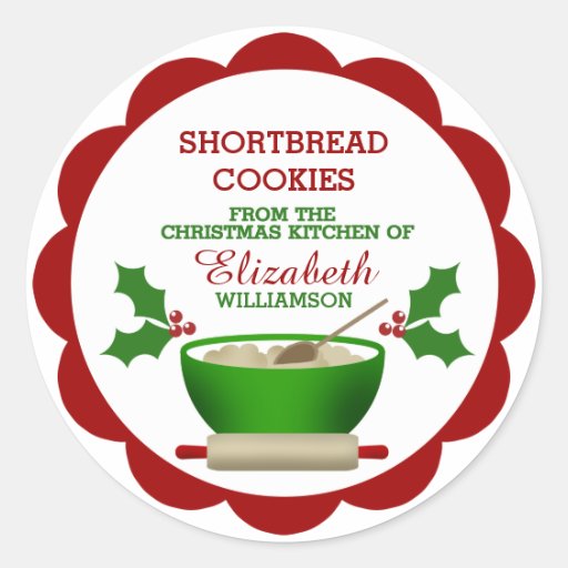 Personalized Christmas Baked Goods Classic Round Sticker | Zazzle