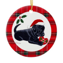 Personalized Christmas Black Lab Puppy Christmas Tree Ornament