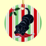 Personalized Christmas Black Lab Puppy ornaments