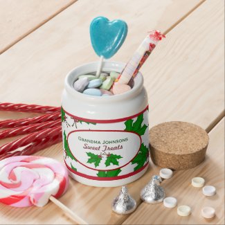 Personalized: Christmas Holly: Candy Jar