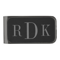 Personalized classy 3 letter monogram money clip