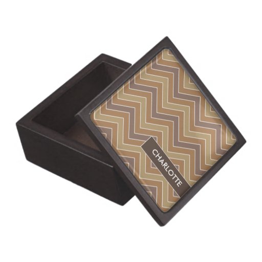 Personalized Coffee Chevrons Jewelry/Trinket Box Premium Jewelry Box