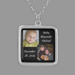 Personalized Collage 2 Photo Necklace Black w/Text