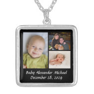 Personalized Collage Photo Necklace Black w/Text necklace
