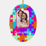 Personalized colorful jigsaw christmas ornaments