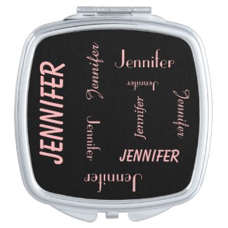 Personalized Compact Mirror, Name Repeats, Coral