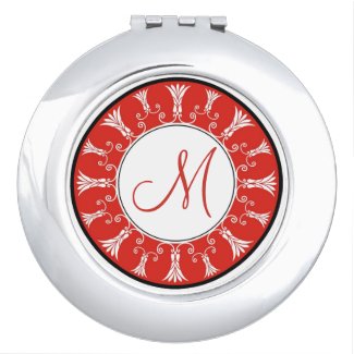 Personalized Compact Mirror Red Monogram