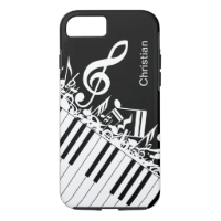 Personalized cool Musical Notes and Piano Keys iPhone 7 Case