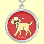 Personalized Cool Yellow Lab Cartoon Christmas necklaces