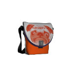 Personalized Coral Orange Grumpy Puggy messenger bags