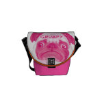 Personalized Coral PINK Grumpy Puggy messenger bags