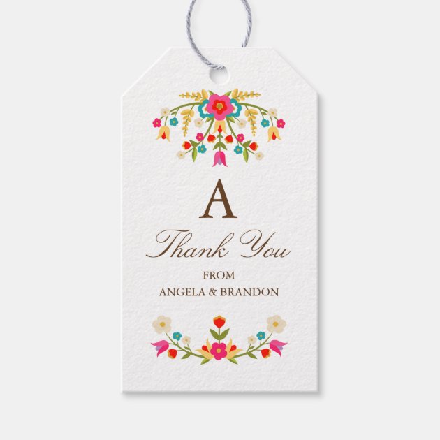 Personalized | Country Flowers Wedding Monogram Pack Of Gift Tags