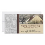 Personalized Country Snow Barn Happy Thanksgiving Picture Card
