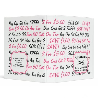 Personalized Coupon Organizer - Pink & Black Vinyl Binder