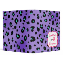 Personalized Coupon Organizer - Purple Leopard 3 Ring Binder
