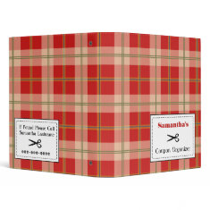 Personalized Coupon Organizer - Red Plaid binder