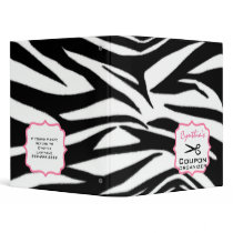 Personalized Coupon Organizer - Zebra Print & Pink 3 Ring Binders