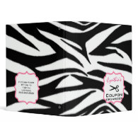 Personalized Coupon Organizer - Zebra Print & Pink binder