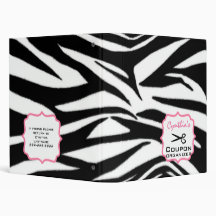 Personalized Coupon Organizer - Zebra Print & Pink 3 Ring Binders
