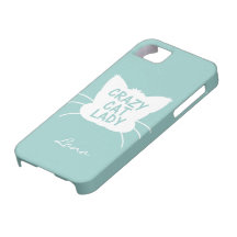 Personalized Crazy Cat Lady in Wavecrest blue iPhone 5 Case