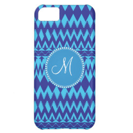 Personalized Custom Monogram Blue Tribal Pattern Case For iPhone 5C