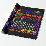 Personalized Custom Name Collage Colorful Birthday Gift Wrap