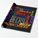Personalized Custom Name Collage Colorful Birthday Gift Wrap Paper