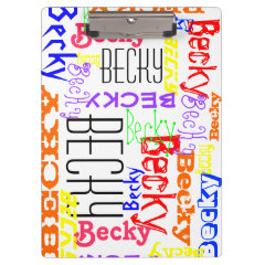 Personalized Custom Name Collage Colorful Clipboard
