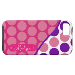 Personalized Custom Name Pink Purple Polka Dots iPhone 5 Cover