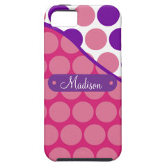 Personalized Custom Name Pink Purple Polka Dots iPhone 5 Case