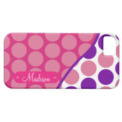 Personalized Custom Name Pink Purple Polka Dots iPhone 5 Covers